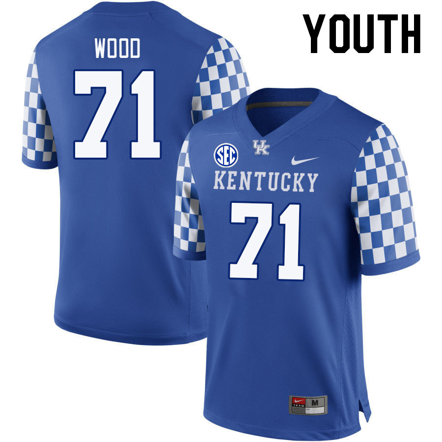 Youth #71 Malachi Wood Kentucky Wildcats 2023 College Football Jerseys Stitched-Royal